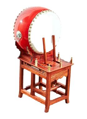 战鼓办公室摆件玄关中式木雕装饰