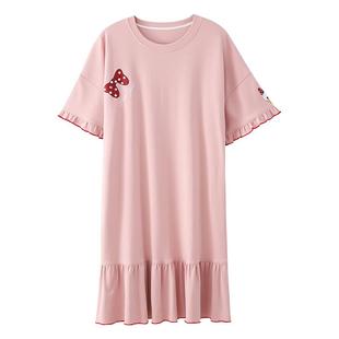 娇小矮个子女生大童纯棉夏季睡裙中短款背心无袖全棉连衣裙睡衣群