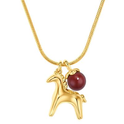 Onchic小马项链本命年新年2025马年吉祥红色毛衣链轻奢高级感女士