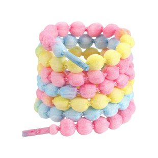 彩色灯笼泡泡鞋带圆形多彩毛绒球球花边百搭鞋绳球形织带装饰辅料