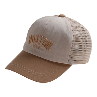 宝宝鸭舌帽男童夏季网帽遮阳防晒帽BOSTON棒球帽薄款儿童帽子女童