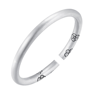 【可定制】晏清欢 手工錾刻银手镯999足银开口实心古法手环送女友