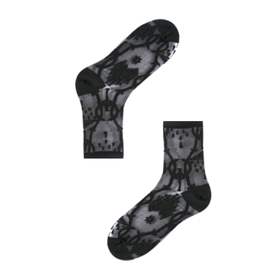 【任选3件95折】AR复古蕾丝花纹水晶袜2026夏季透明玻璃丝袜薄女