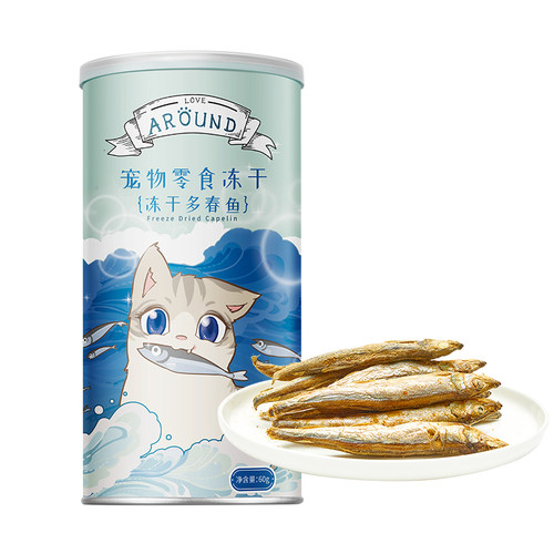 爱立方多春鱼冻干猫零食磨牙小鱼干富含深海鱼油搭配主食美毛益肤