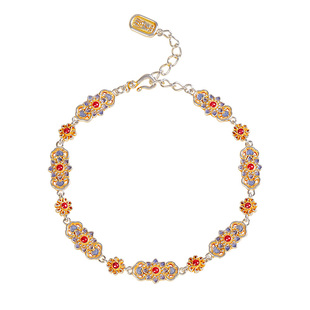 宫里上新银手链纯银999女古法足银珐琅新中式国风生日礼物送妈妈