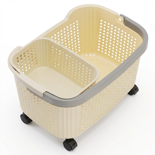 浴室柜下脏衣篮带轮衣服收纳筐洗手台下脏衣篓推车卫生间杂物篮子