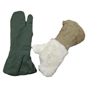 三指长布面皮手套男冬季加厚棉防寒户外迷寒区全指羊皮毛一体