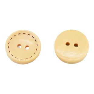 虚线木质纽扣圆形2眼毛衣童装扣激光原木色开衬玩偶手工复古扣子