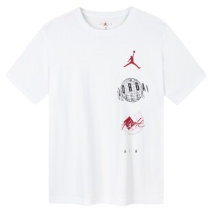 Jordan童装2025夏季新款男童纯棉短袖儿童上衣白T打底衫JD2422010