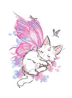 睡梦中的天使小猫咪少女心纹身贴