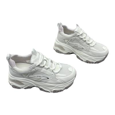 真皮女鞋韩版厚底网纱透气老爹鞋