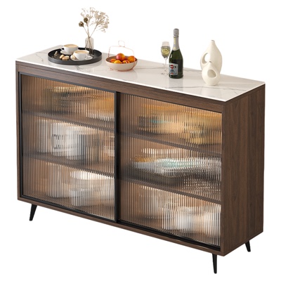 岩板餐边柜靠墙一体储物柜茶水柜简约橱柜家用厨房置物柜收纳柜子