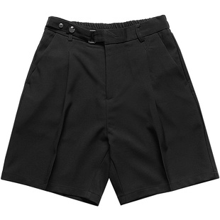 短裤男夏季直筒宽松黑色五分裤男士日系复古休闲英伦风西装中裤子