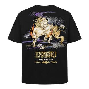 EVISU福神 男士神兽白泽休闲潮流时尚超宽松T恤