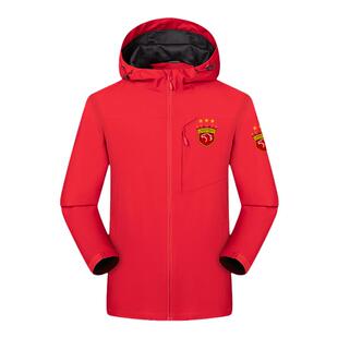 2024中超上海海港夺冠军三冠上港队足球迷冲锋衣夹克男女连帽外套