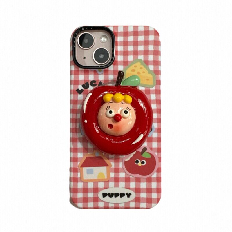 可爱卡通17p适用iPhone15ProMax手机壳16苹果14pro新款保护套13磁吸硬壳女款12苹果妹立体支架创意防