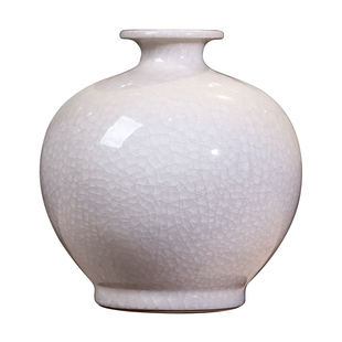 景德镇陶瓷器仿古宋式美学纯白色石榴瓶花瓶摆件客厅插花高级感