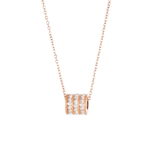 高级感银色小蛮腰钛钢项链女生轻奢小众锁骨链锆石颈链吊坠首饰品