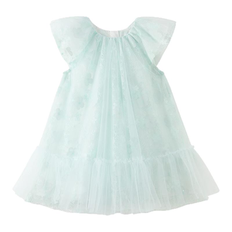 tartineetchocolat法国巧克力童装26夏季新款女童绣花网纱连衣裙