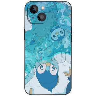 可爱企鹅波加曼宝可梦手机壳适用于苹果15华为小米14玻璃VIVO液态硅胶OPPO13磨砂磁吸iPhone16ProMax全包防摔