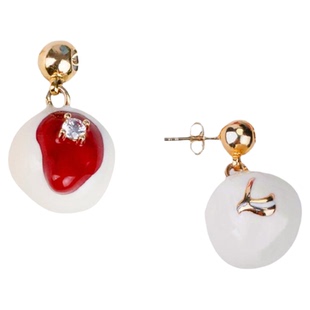 LAZYSURI懒苏芮豆趣圆圆珐琅耳钉女耳饰新年新中式红色饰品礼物