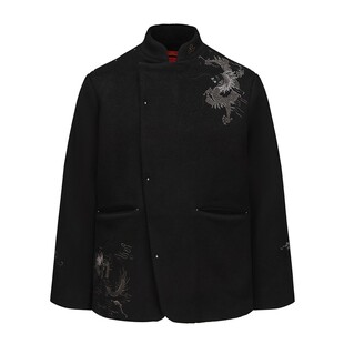 碧海潮生【龙藏2】秋冬新款新中式国潮刺绣暗扣羊毛呢外套男女