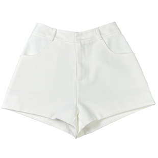 丁妮妮自制高腰白色短裤女秋冬a字黑色显瘦休闲西装短裤热裤靴裤