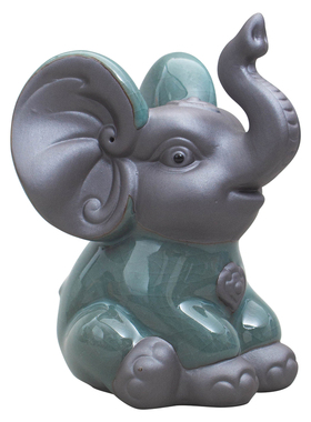 中式吉祥创意个性招财陶瓷大象桌面摆件茶漏茶滤组合哥窑茶宠礼品