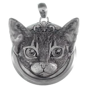 kozoo原创设计阿比西尼亚猫挂坠新款项链宠物情侣饰品925纯银币浮