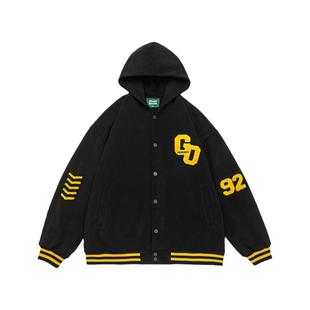 左奇函同款GOGOSOON棉衣男冬季新款连帽外套400g星空呢宽松棉服Q