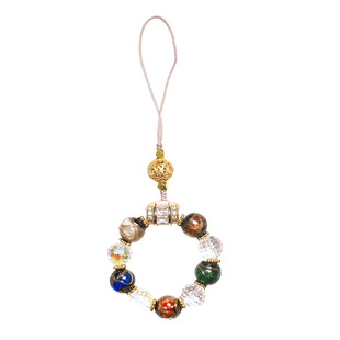 杭州正品小五福香灰琉璃手串手机链古法金沙汽车挂件手捻车钥匙扣