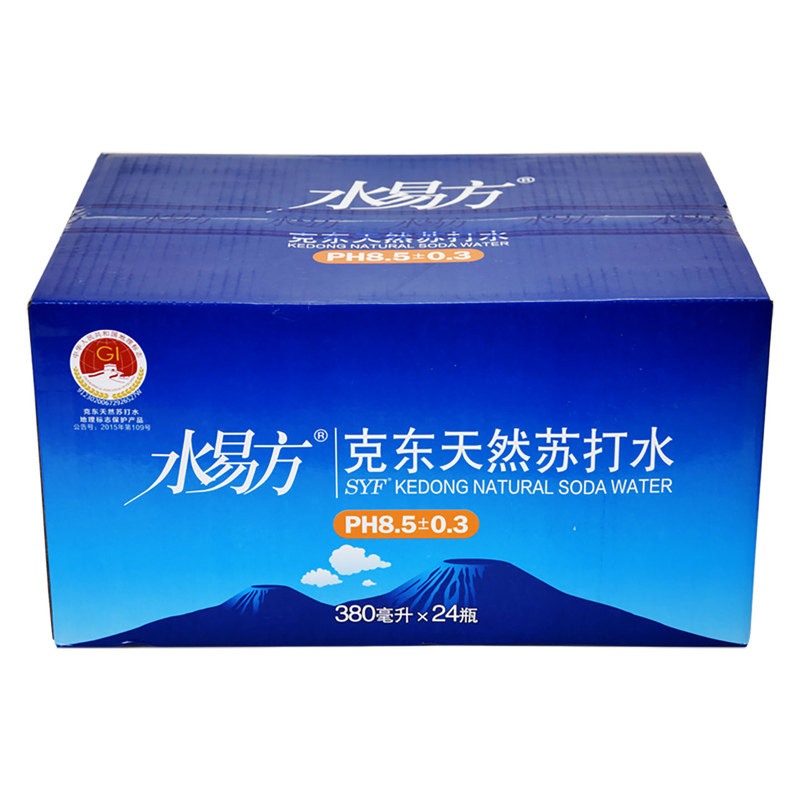 水易方克东天然苏打水380ml*24瓶无糖无气弱碱性小分子饮用矿泉水