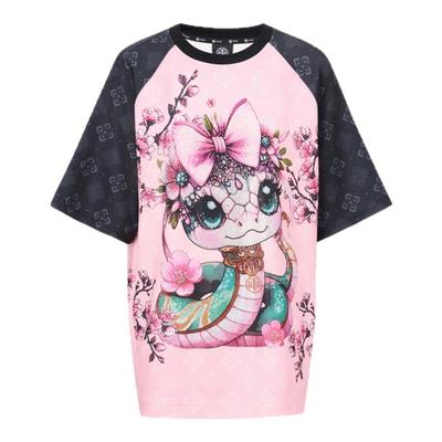 TCH轻奢烫钻卡通灵蛇休闲百搭潮牌个性圆领短袖T恤女2025春夏新款