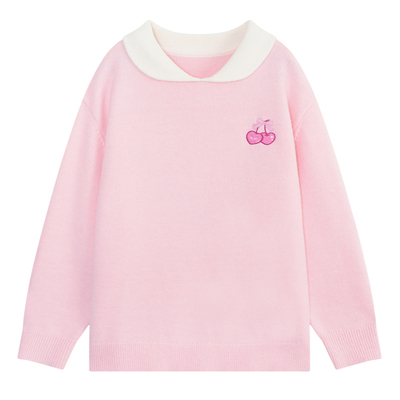 YUZI鱼子韩系甜美樱桃刺绣针织衫