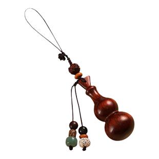 中国风紫檀小葫芦手机挂件复古黑檀木手机壳挂绳吊坠U盘饰品挂链