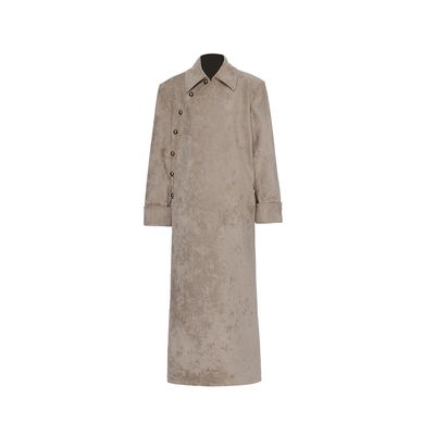 APOZi collection/牧人山海/新中式高领斜襟迷藏大衣国风过膝外套