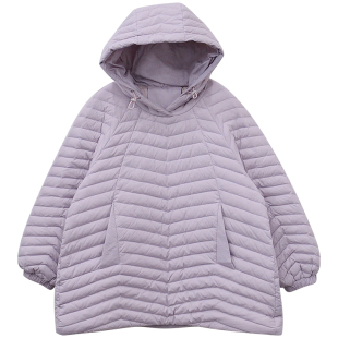 一三良品小个子 日系休闲连帽90白鸭绒套头羽绒服上衣女冬季外套