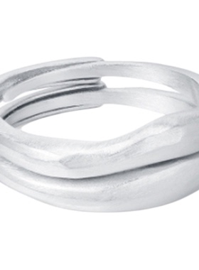 as said漫游系列拉丝情侣对戒 纯银活口调节戒指银色时尚精致叠戴