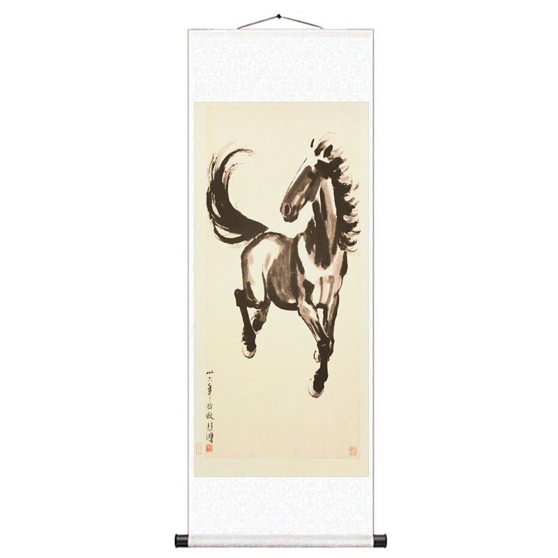 马挂画客厅装饰画字画八骏图