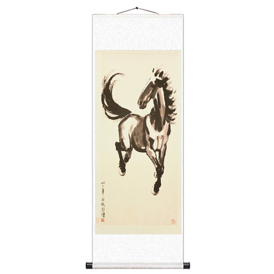 马挂画客厅装饰画字画八骏图