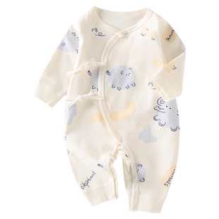 婧麒婴儿连体衣秋季衣服秋装纯棉薄款长袖新生儿宝宝和尚服外出服