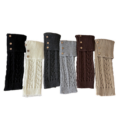 秋冬y2k纽扣翻边针织袜套