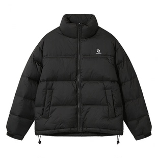 冬季黑色立领短款羽绒服男加厚保暖百搭面包服外套时尚简约防风