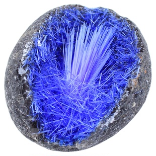 人工养晶蓝色宝石针铜矿石摆件黑曜石原石水晶标本石头家居装饰