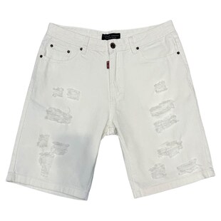 流行白色破洞牛仔短裤男款潮牌休闲五分裤男士百搭帅气夏季半截裤