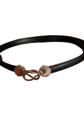 复古1.5cm中古感贝壳扣真皮腰带