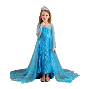 万圣节儿童冰雪奇缘爱莎公主裙苏菲亚女童灰姑娘贝尔长发公主礼服