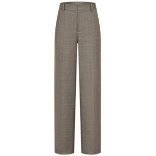 曼德诗英伦风复古休闲裤2025春秋新款格纹长裤知性优雅直筒阔腿裤