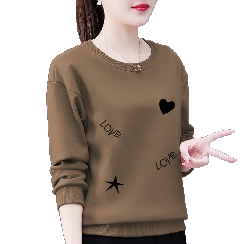 圆领卫衣女加绒加厚中年妈妈装