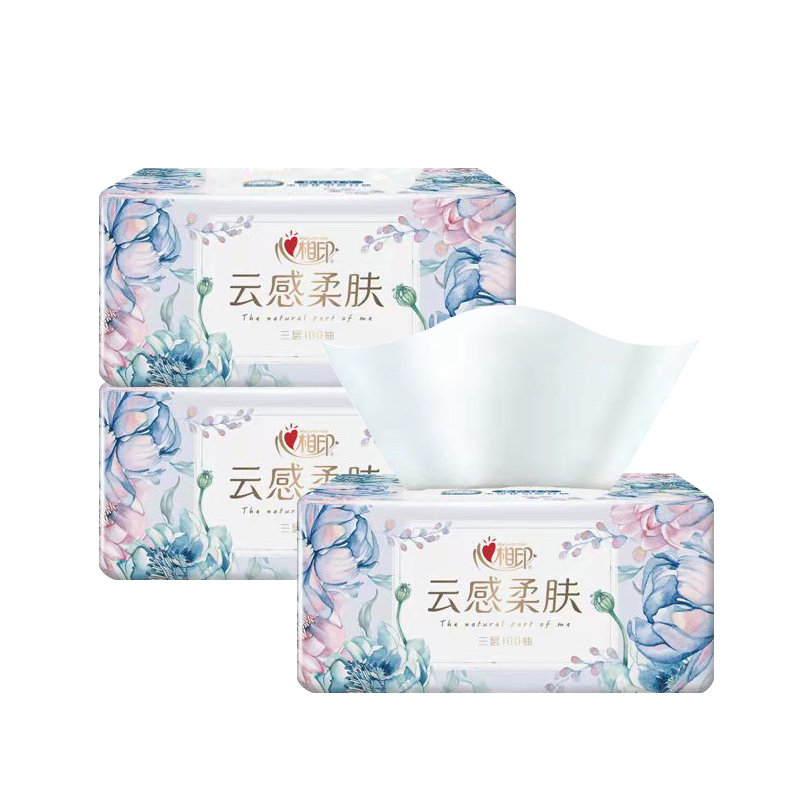 心相印抽纸200抽批发整箱家庭装400张经典花语旗舰店官网